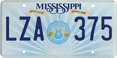 MS license plate LZA375