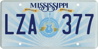 MS license plate LZA377