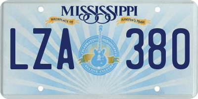 MS license plate LZA380