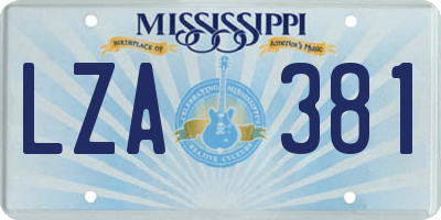 MS license plate LZA381