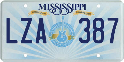MS license plate LZA387