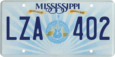 MS license plate LZA402