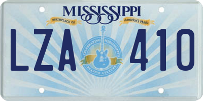 MS license plate LZA410