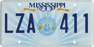 MS license plate LZA411