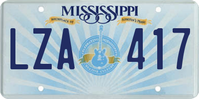 MS license plate LZA417