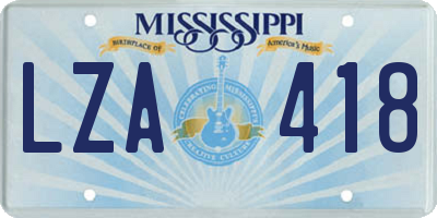 MS license plate LZA418