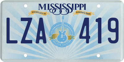 MS license plate LZA419