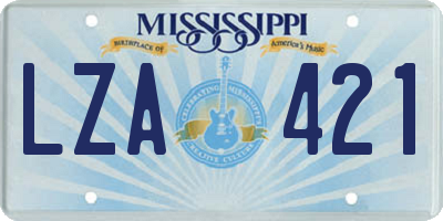 MS license plate LZA421