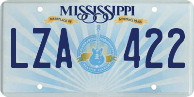 MS license plate LZA422