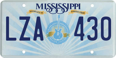 MS license plate LZA430