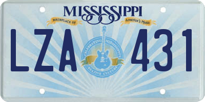 MS license plate LZA431