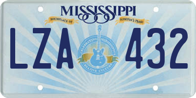 MS license plate LZA432