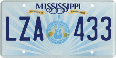 MS license plate LZA433