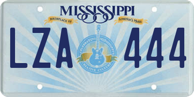MS license plate LZA444