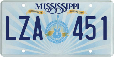 MS license plate LZA451