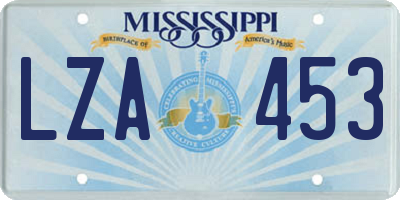 MS license plate LZA453