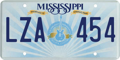 MS license plate LZA454
