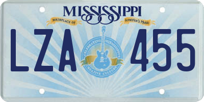 MS license plate LZA455