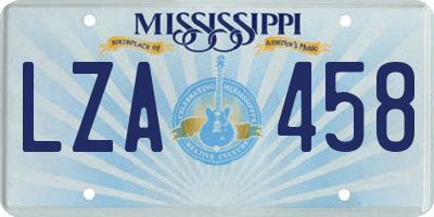 MS license plate LZA458