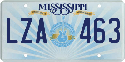 MS license plate LZA463