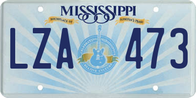 MS license plate LZA473