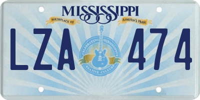 MS license plate LZA474