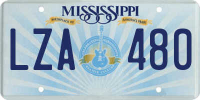 MS license plate LZA480