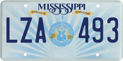 MS license plate LZA493