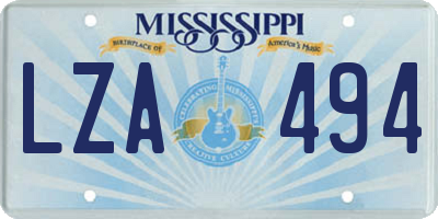 MS license plate LZA494