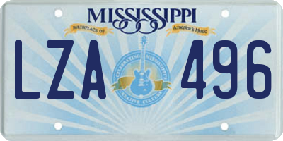 MS license plate LZA496