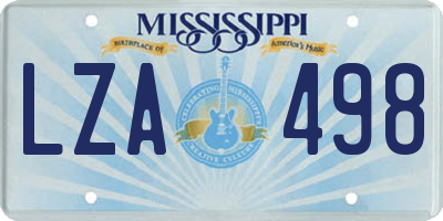 MS license plate LZA498