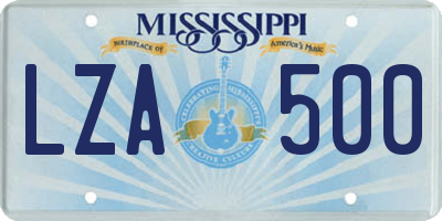 MS license plate LZA500