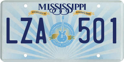 MS license plate LZA501