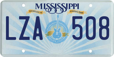 MS license plate LZA508