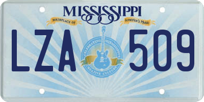 MS license plate LZA509