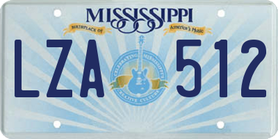 MS license plate LZA512