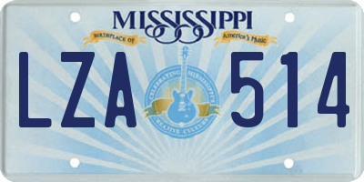 MS license plate LZA514