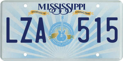 MS license plate LZA515