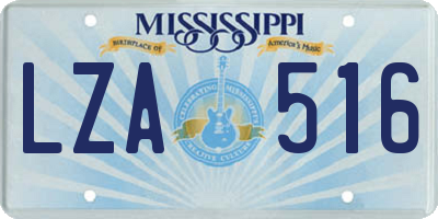 MS license plate LZA516