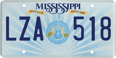 MS license plate LZA518
