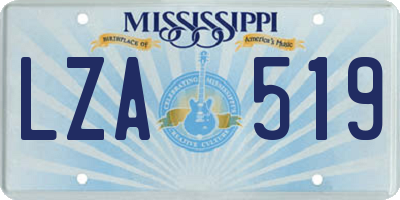 MS license plate LZA519
