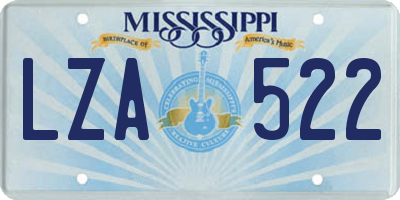 MS license plate LZA522