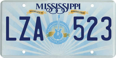 MS license plate LZA523