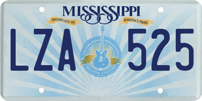 MS license plate LZA525