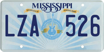 MS license plate LZA526
