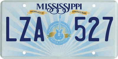 MS license plate LZA527