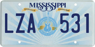 MS license plate LZA531