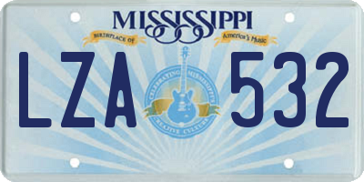 MS license plate LZA532