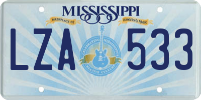 MS license plate LZA533