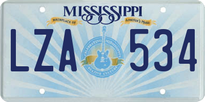 MS license plate LZA534